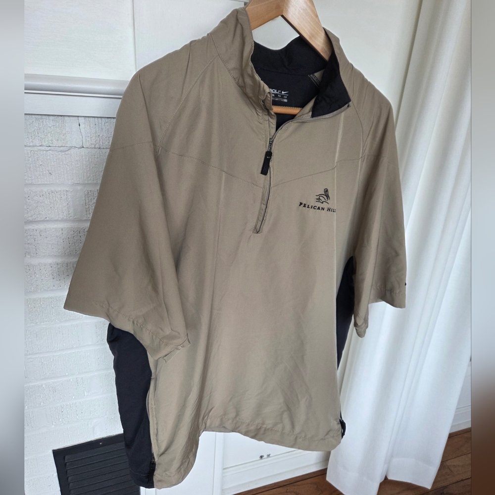 Nike Golf Khaki Short Sleeve Quarter Zip Pullover Mens Size XL Pelican Hill
